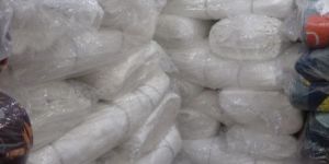 Plain White Striped Cotton Bedsheet Fabric