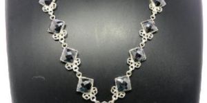Silver Moissanite Diamond Necklace, 925 Silver
