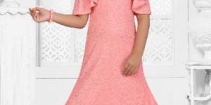 Plain Poly Knitted Fabric off Solder Floral Applique Long Midi Dress
