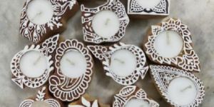 Hand Block Wooden Diya
