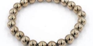 Golden Pyrite Stone Beads Bracelet