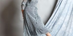 Gaaba Chiffon Printed Frill Knee Length Dress