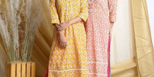 Gaaba Yellow Cotton Gota Kurti