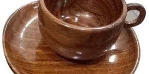 Wooden Cup and Saucer Set
