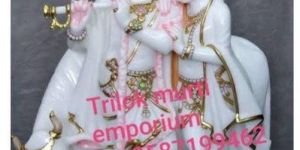 Marble Radha Krishna with Cow Statue