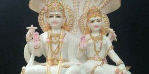 White Marble Vishnu Laxmi Statue