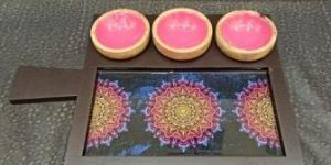 Wooden Platter with Detachable 3 Bowl