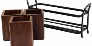 wooden and iron spoon stand.