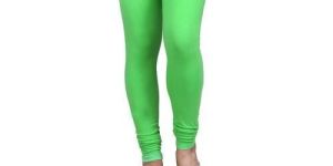 Parrot Green Cotton Lycra V-Cut Leggings