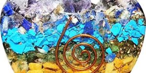 7 Chakra Crystal Healing Orgone Heart Shape Pendant with Copper Wire