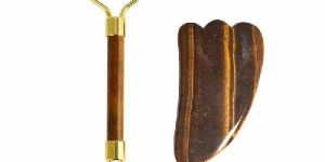 Tiger Eye Face Massage Roller & Gua Sha