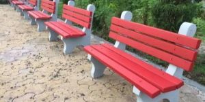 Red Concrete Garden Bench