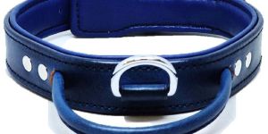 Blue Leather Dog Collar