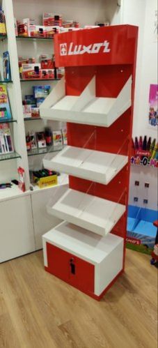 Red Floor Standing Unit Metal Display Racks