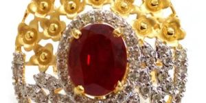 Half Diamond & Half Gold Flower Cocktail Ring