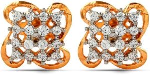 Square Shape Rose Gold Diamond Earrings