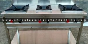 SLC SS Three Burner Heavy Cooking Range