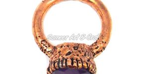 Amethyst Quartz Gemstone Brass Ring with Rose Gold Plated