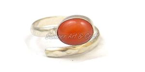 Carnelian Ring Gemstone with Silver Plated