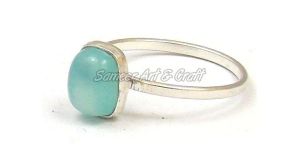 Crystal Chalcedony Gemstone Ring with Silver Plated