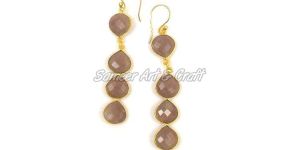 Gray Chalcedony Gemstone Earring