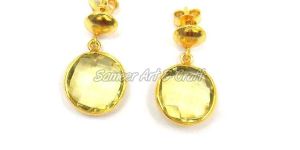 Lemon Quartz Gemstone Stud Earring Set