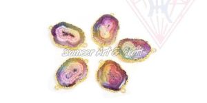 Natural Gemstone Connector Gold Plated Handmade