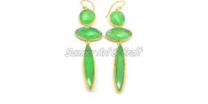 Prehnite Chalcedony Gemstone Earring Set
