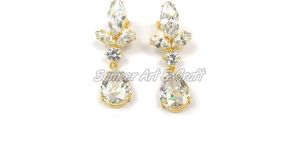 White Cubic Zircon Prong Setting Gemstone Fashion Stud Earring