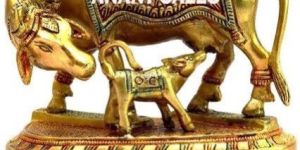 Brass Cow and Calf Statue