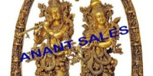 Brass Radha Krishna with Arch Statue