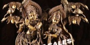 Brass Radha Krishna with Tree Statue