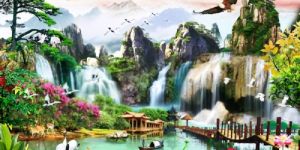 3D Waterfall Designer Print Wallpaper