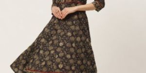 Black Cotton Anarkali Kurta