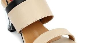 Ladies Creamy Transparent Heel Sandals