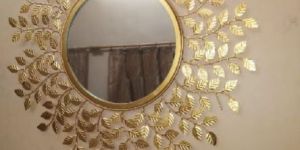 Golden Leaf Wall Hanging Mirror