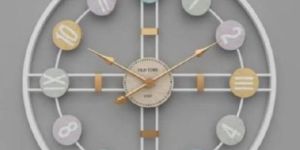 Silver Metal Hanging Wall Clock
