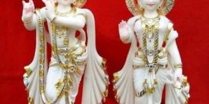 12 Inch Marble Radha Krishna Statue