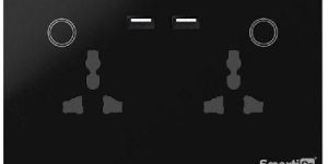 SmartiQo WiFi Glass Panel 2 Socket 2 USB Touch Switch