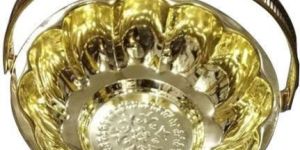 Golden Brass Flower Basket
