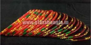 Flower Print Glass Bangles