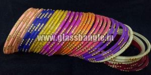 Golden Glitter Glass Bangles