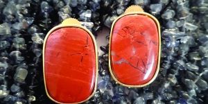 Stud Earring with Red Jasper Stone