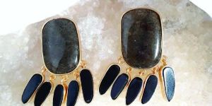 Stylish Black Moss Agate Earring
