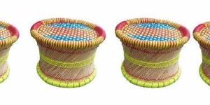 4 Cane Bar Bamboo Stool Set