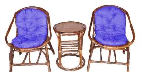 Set of 2 Bamboo Chairs with Table