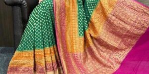 Banarasi Pure Chiffon Antique Zari Dyeable Saree