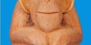 Coconut Shell Monkey Statue