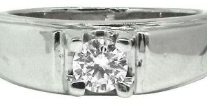 Solitaire White Gold Engagement Ring 14K