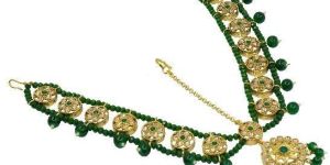 Crystal Beads Traditional Gold Plated Maang Tikka